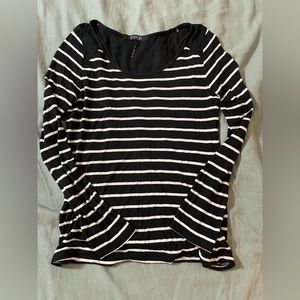 Minimalist black and white striped long sleeve shirt